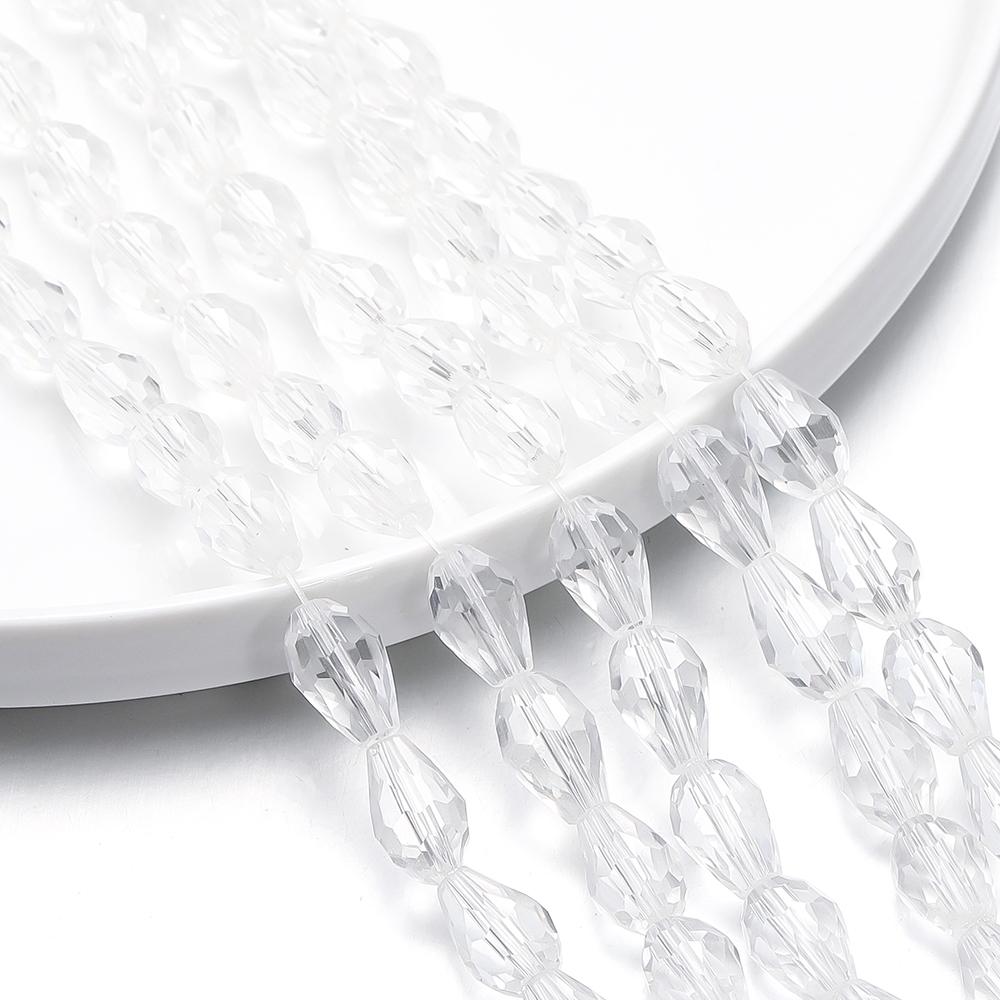 1 Strand 6-12mm Spacer Water Drop Shaped Beads AB Shine Glass Drop Pendant for DIY Earing Bracelet Jewelry Making Accessories