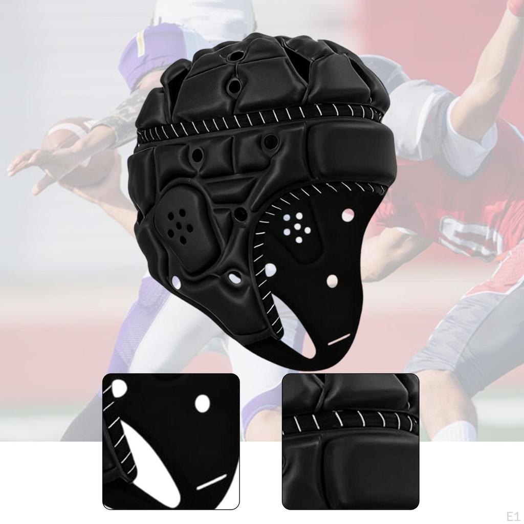 Rugby Helm Erwachsene Verstellbar Scrum Cap Anti-Kollisions Kopfschutz Sport für Flag Football Pitcher