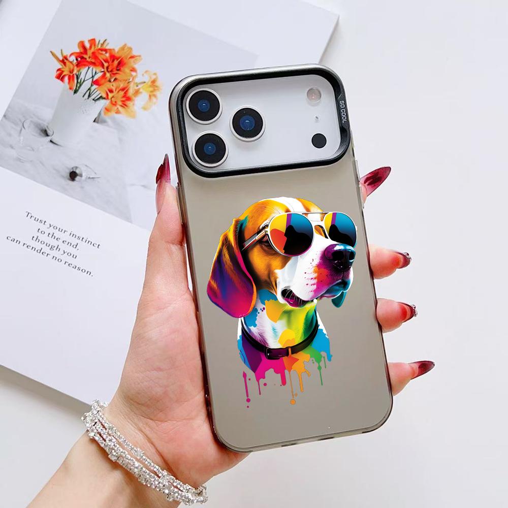 Cute Cat and Dog Phone Case For iPhone 17 16 15 14 13 12 11 Pro Max Air Matte Laser Aurora Shockproof Funda