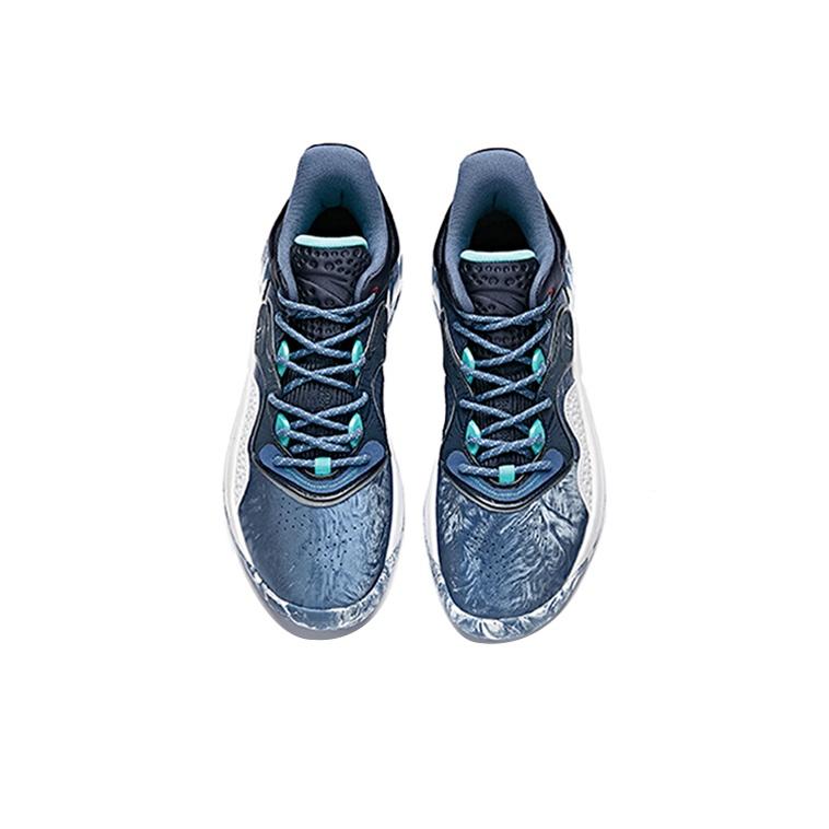 Anta Quick Decision Fabric Synthetic Leather Shock Absorption Non-Slip Wear-Resistant Mid-Top Basketball Shoes Men Sneaker Blue White 112041612-3