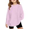 Boy And Girls Solid Color Long Sleeved T-shirt Round Neck Solid Color T-shirt