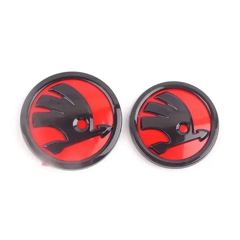 DAYB7 for Skoda 80/90mm 3D ABS Car Front Grille Trunk Logo Sticker Octavia 2 3 A5 A7 Kodiaq Fabia Rapid 3 Karoq Superb VRS Accessories