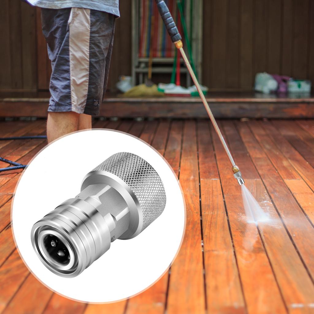 Garden Hose To Mini Power Washer Adapter 3/4'' GHT To 1/4'' Quick Connector Stainless Steel Car Washing Nozzle & Hose Attachment