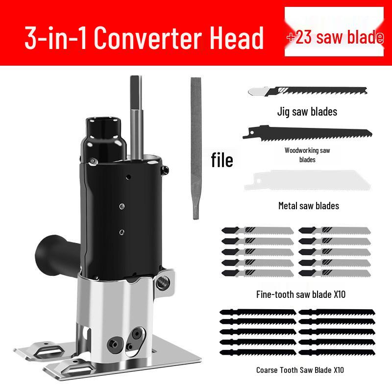 Handheld Electric Saw Conversion Kit: Drill to Chainsaw, Jigsaw, Reciprocating Saw for Small Woodworking Tasks