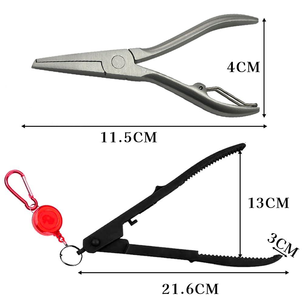 Split Ring Pliers, Crocodile Grip Fish Grabber with Carabiner, Split Ring Opener Ring Pliers for Fishing