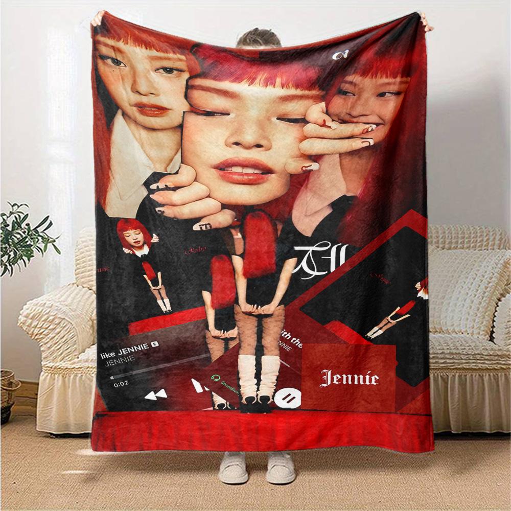 Bold Beauty Style Flannel Blanket Super Soft Warm Cozy Blanket for Sofa Bed Office Travel All‑Season Home Decor Gift