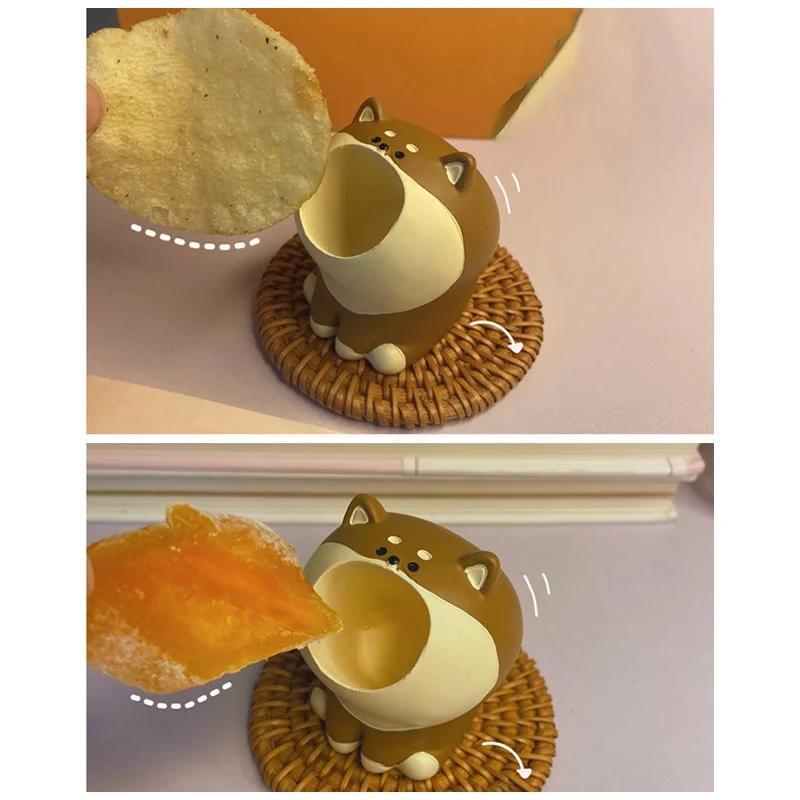 Resin Pen Holder Big Mouth Cat Cartoon Cute Mini Dog Cat Doll Paper Clip Storage Office Room Desktop Decorative Ornaments