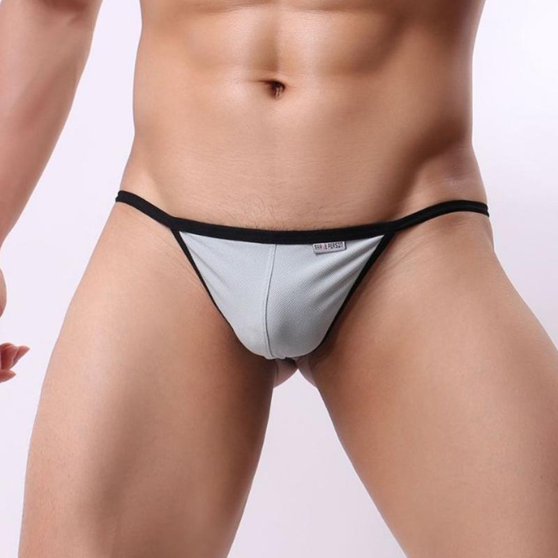 Men's Sexy Low-Rise Thong Solid Color High-Cut Thin Strap Seamless Breathable Body-Hugging Underwear