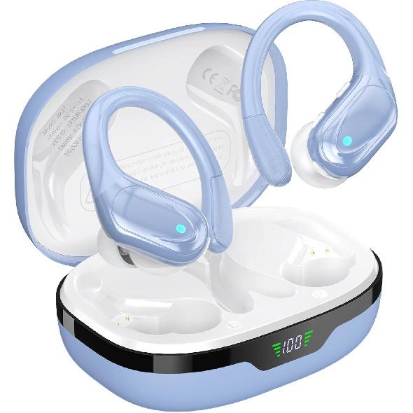 Wireless Earbuds, Sports Bluetooth Headphones, 80Hrs Playtime Ear Buds with LED Power Display, Noise Canceling Headset, IPX7 Waterproof Earphones for