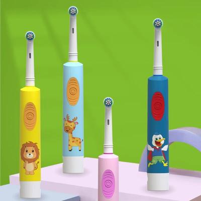 Elektrische Zahnbürste für Kinder, buntes Cartoon-Design, mit Ersatzköpfen, wiederaufladbare Ultraschall-Reinigungsbürste für weiches Haar für Kinder