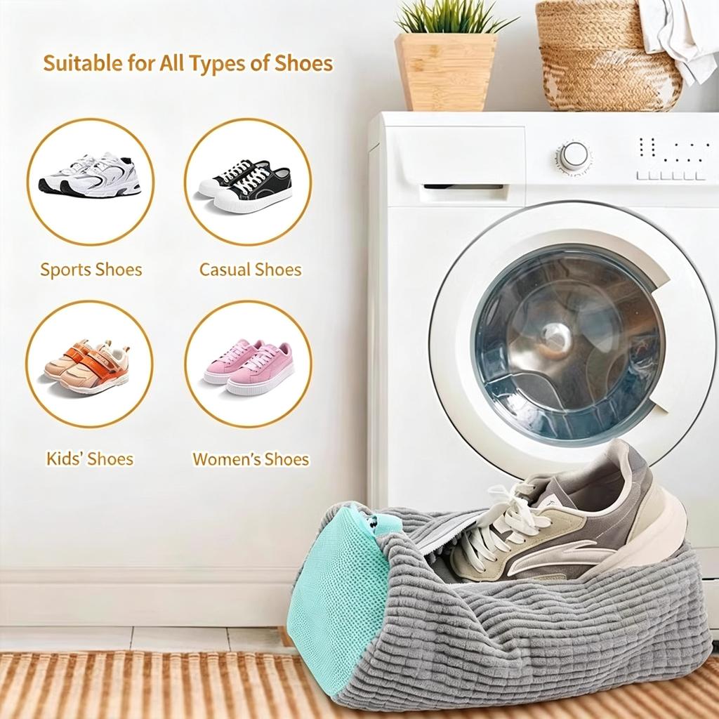 Cylindrical Shoe Washing Bag Polyester Laundry Shoe Protector Prevent Deformation