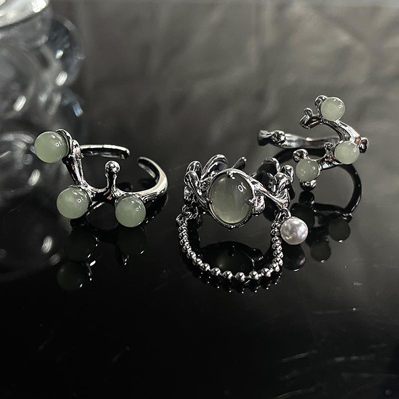 Niche Design Jade National Style Chain Simple Personality High Sense Light Luxury Open Ring Women