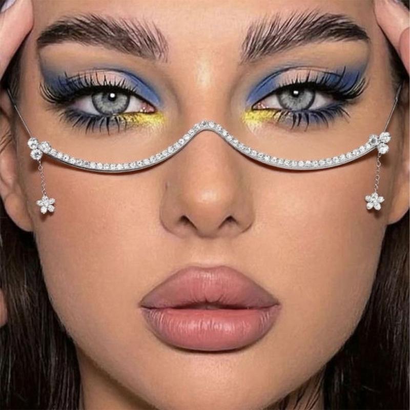 Contemporary Rhinestones Embellished Metal Eyeglass Frame Lightweight Design For Elegant Style And Practical Wear