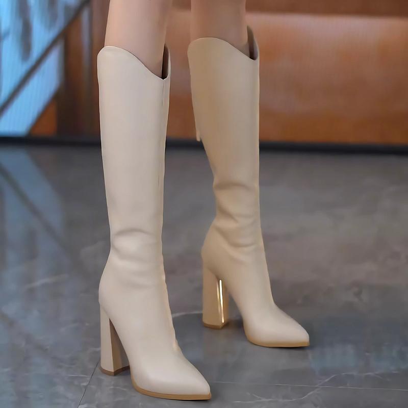 Fashion New In Pointed Toe Elegant Heeled Knee High Shaft Shoes Woman Hot On Offer Boot Sale Comfortable Waterproof Long Boots for Women