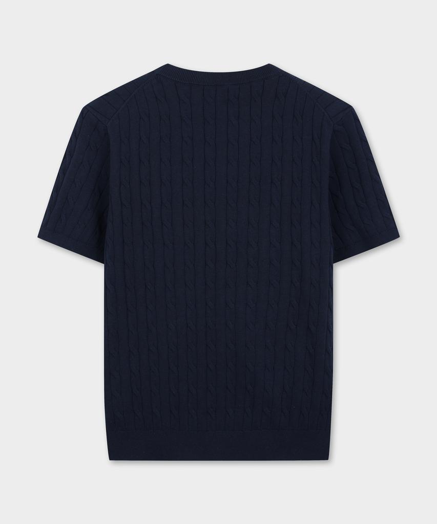 BROOKS BROTHERS Cotton Cable Crew Neck Short Sleeve Sweater (Dark Navy) (Bbwrmog203)
