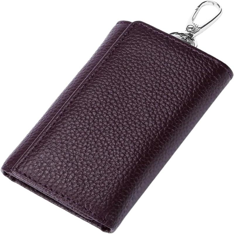 Short Leather Wallet 3-fold Multi-functional Key Holder Case Large Capacity Card Slot Purse for Men Women Outdoor Hiking