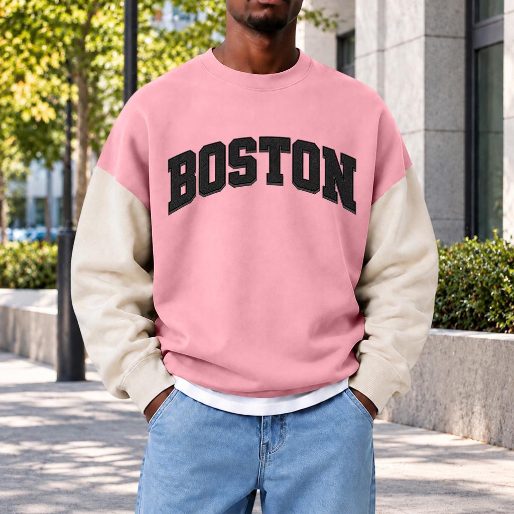 Men's Fashion Crewneck Sweatshirt, Casual Pullover Top for Everyday Wear