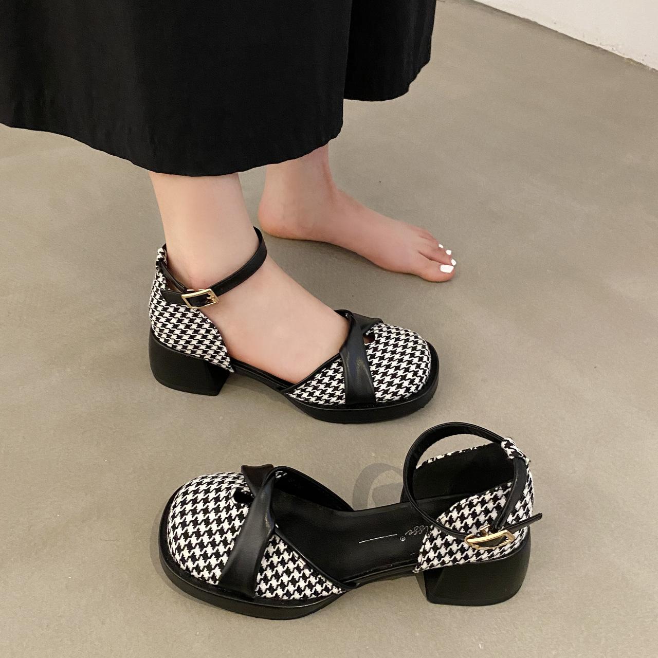 

Лето 2024 года, новый модный тренд, туфли Мэри Джейн на толстом каблуке, босоножки Baotou, женская обувь 39