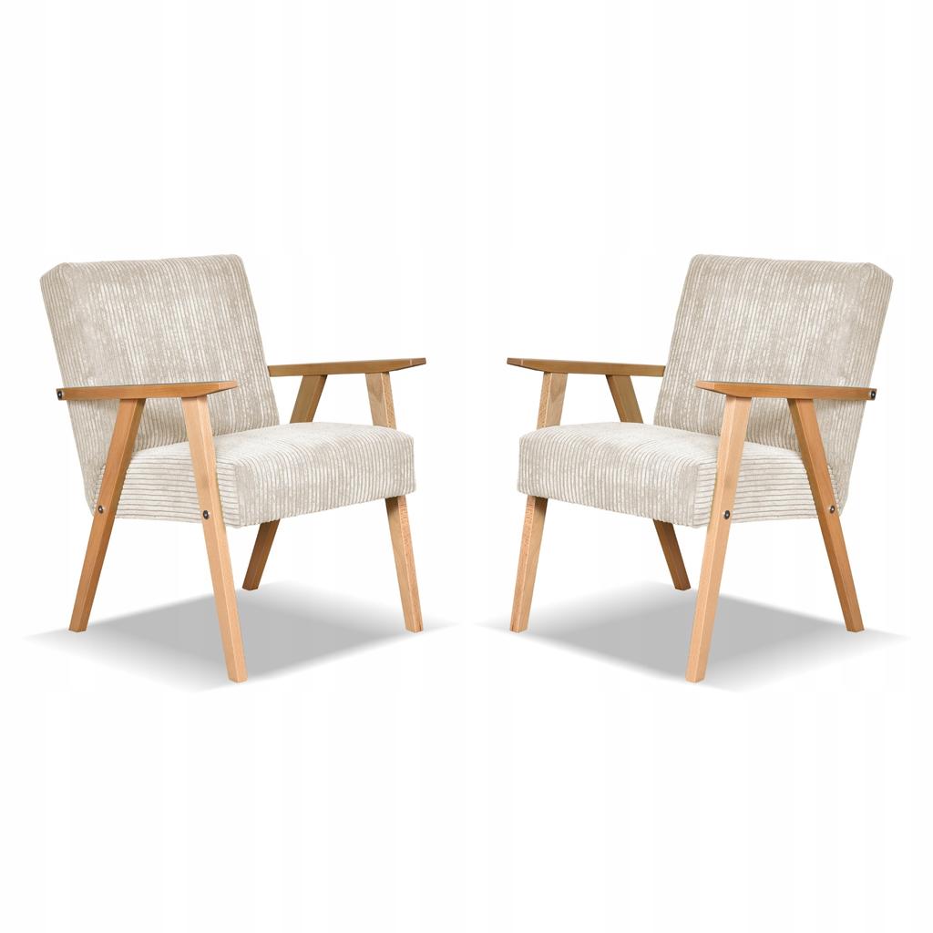 Fotel PRL zestaw retro vintage SOLER Family Meble beżowy sztruks Anafi