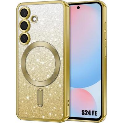 Protective Case - BOOLING - for Samsung Galaxy S24 FE - Silicone - Glittery Gold - Built-in Camera Protection