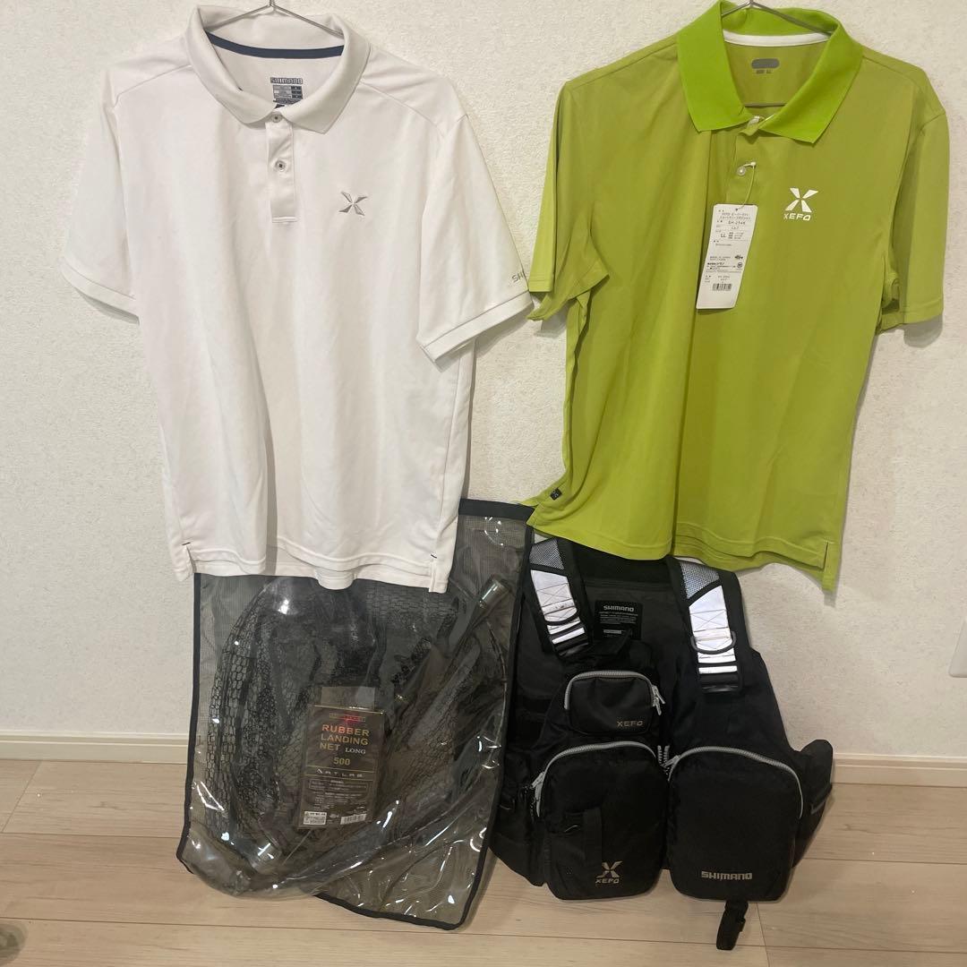 Used Shimano XEFO floating vest & t-shirt & landing net set