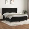 Bed with Slatted Base and Mattress - Maison Exclusive - Black - 160x200 Cm - Soft Velvet - Adjustable Headboard