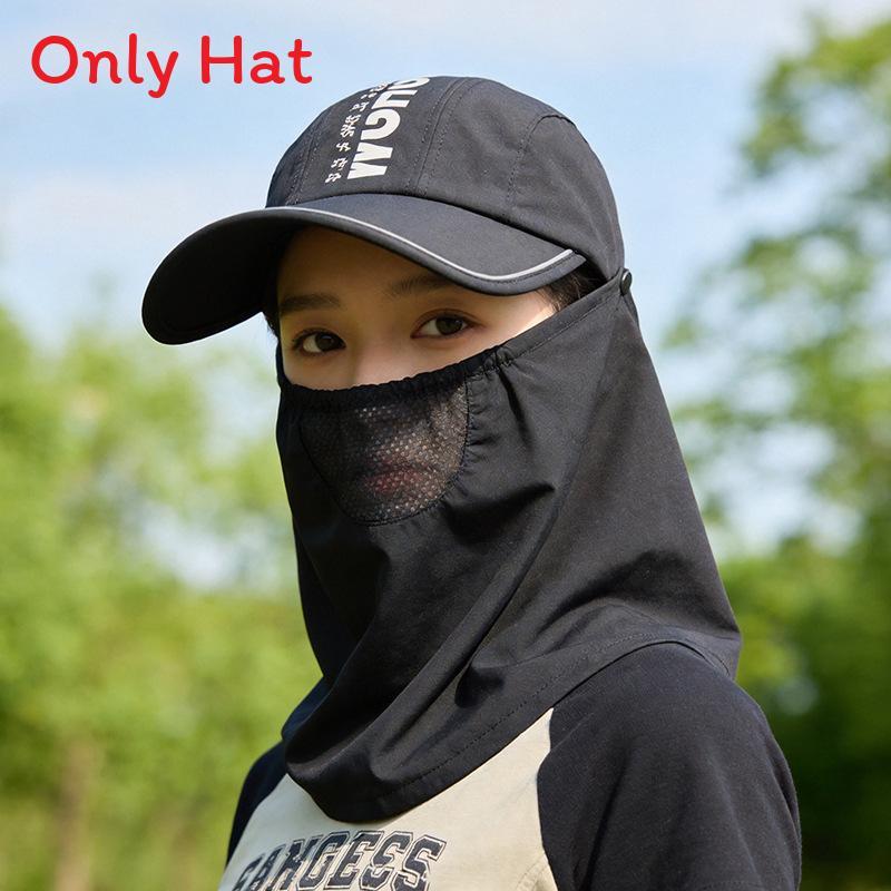 Polyester Baseball Cap With Removable Face Mask For Outdoor Sun Protection And Sports Activities