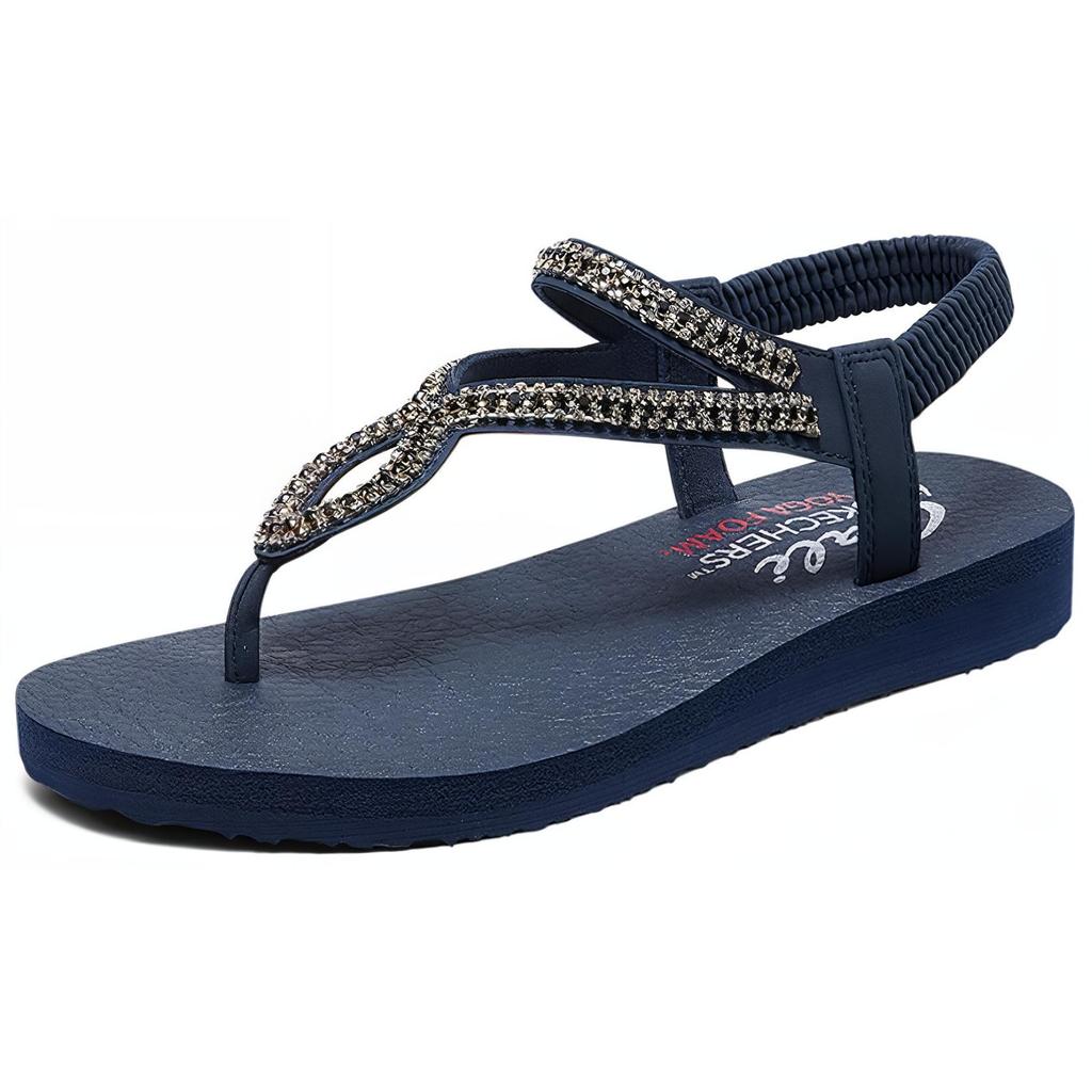 Skechers Cali Soft Comfortable Flip Flops Women Footwear Navy-Blue 119669-NVY
