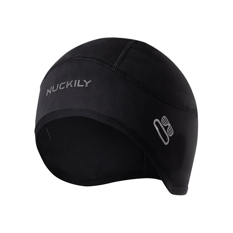 NUCKILY Fleece Windproof Cycling Cap - Warm, Moisture-Wicking, Sweat-Wicking Cold Protection for Road Biking One Size чёрный