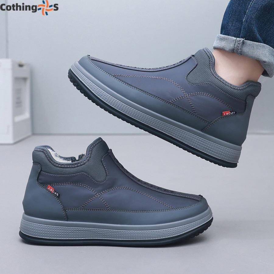 Зимняя тканевая обувь Мужские хлопковые ботинки с подкладкой из утолщенной овечьей шерсти — фото 3