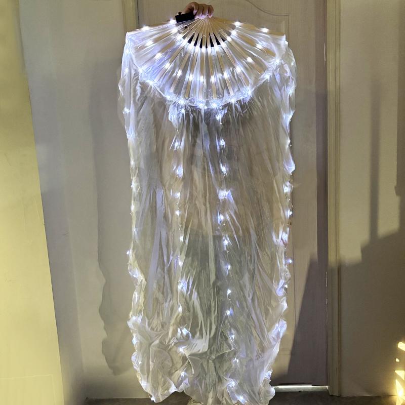 Véu Ventilador LED de Dança do Ventre de 1,5 metros com Luzes Coloridas para Mulheres Dança de Adoração e Louvor Suprimentos para Performances de Palco