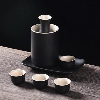 Japanese Style Ceramic Sake Warming Set with Tray