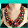 Creative Colored Wooden Bead Woven Necklace Neck Accessories For Holiday Gift