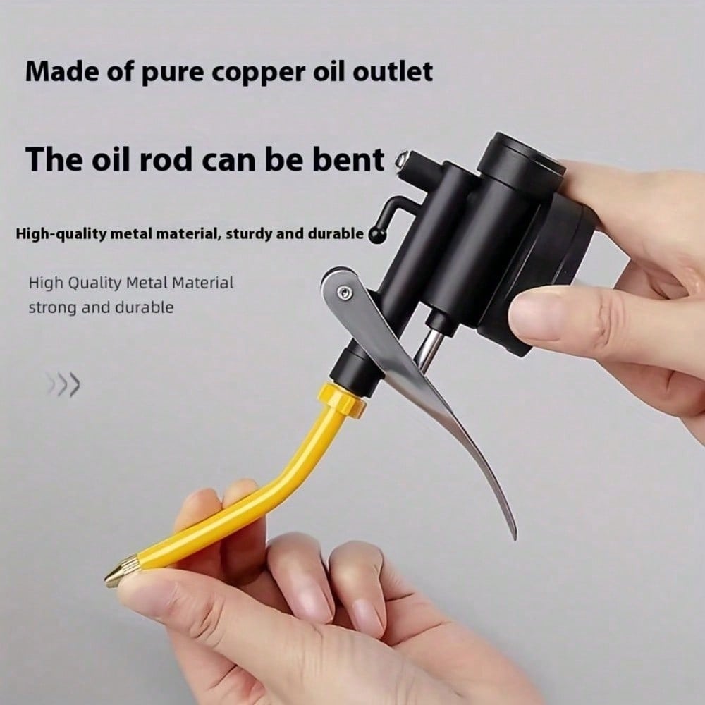 1 Stück Hochdruck Transparente Ölflasche, Kupfer-Spitzdüse Ölkanone mit Plastikschlauch zum Ölbefüllen