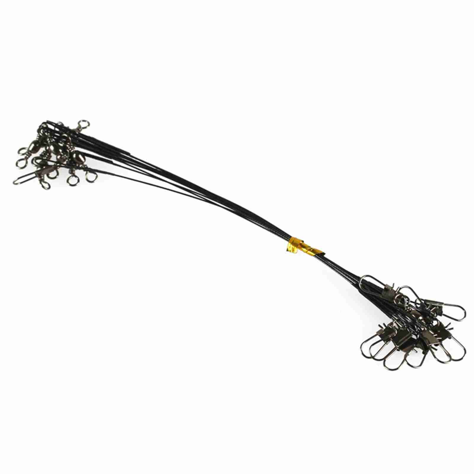 

Steel Leader Fishing 20pcs Wire Leaders Heavy Duty Fishing High Strength Fishing Leaders with Swivel 12cm чорний