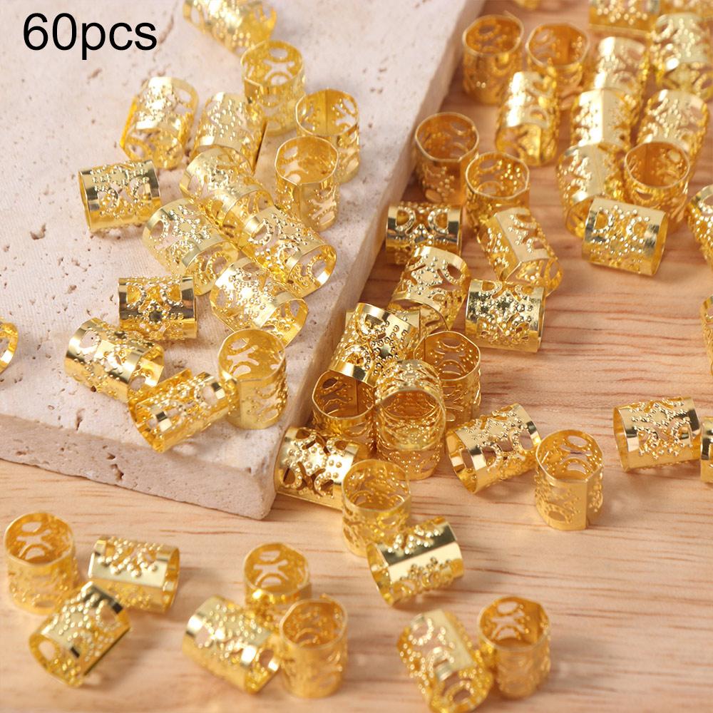 60 st Dreadlocks Hårflätor Hårflätningsrör Hålsvarvade Hårringar Håraccessoarer