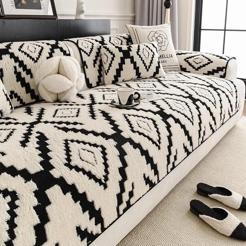 

Thicken Plush Sofa Covers Winter Warm Soft Couch Towel Non-Slip Elastic 1/2/3/4 Seater Sofas Mat Living Room Home Decor 1pc 45x45 pillowcase