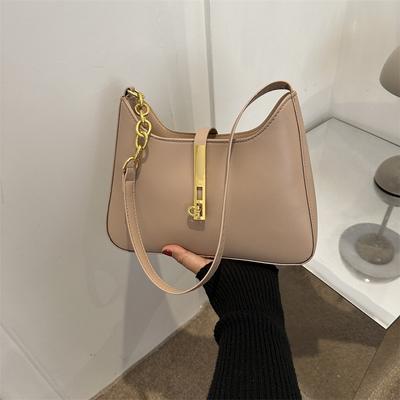 Textur einfarbig 2025 neu lässiges Temperament einfach retro Mode Herbst neues Produkt Schloss einzelne Schulter Achseltasche