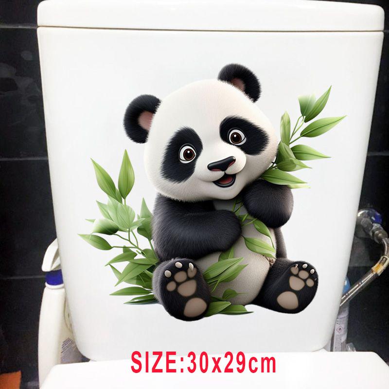 

Милые наклейки на сиденье унитаза в виде панды, самоклеящиеся наклейки с животными, украшение для туалета, водонепроницаемая наклейка белый