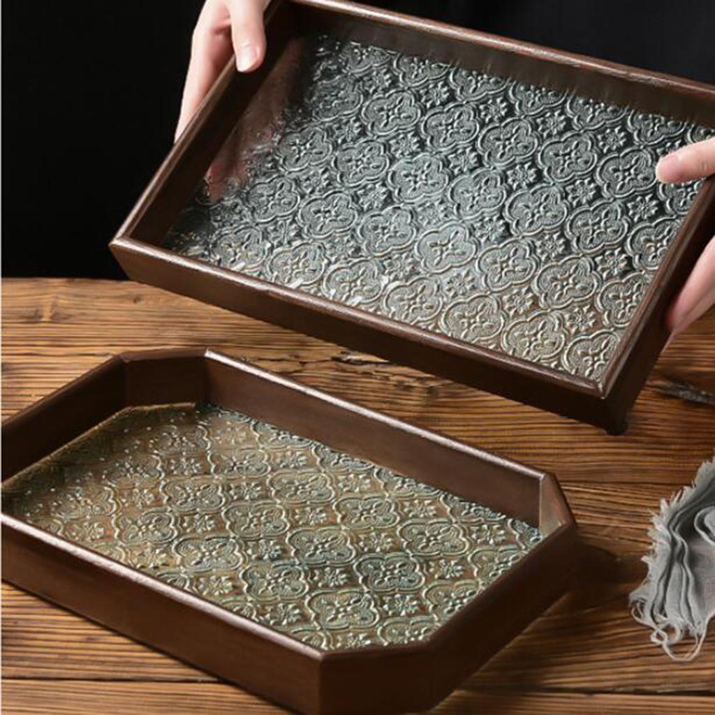 Glass Multipurpose Cup and Mugs Holder Platter Desk Organizer Fruit Snack Trays for Desk Bathroom Table Kitchen Parties