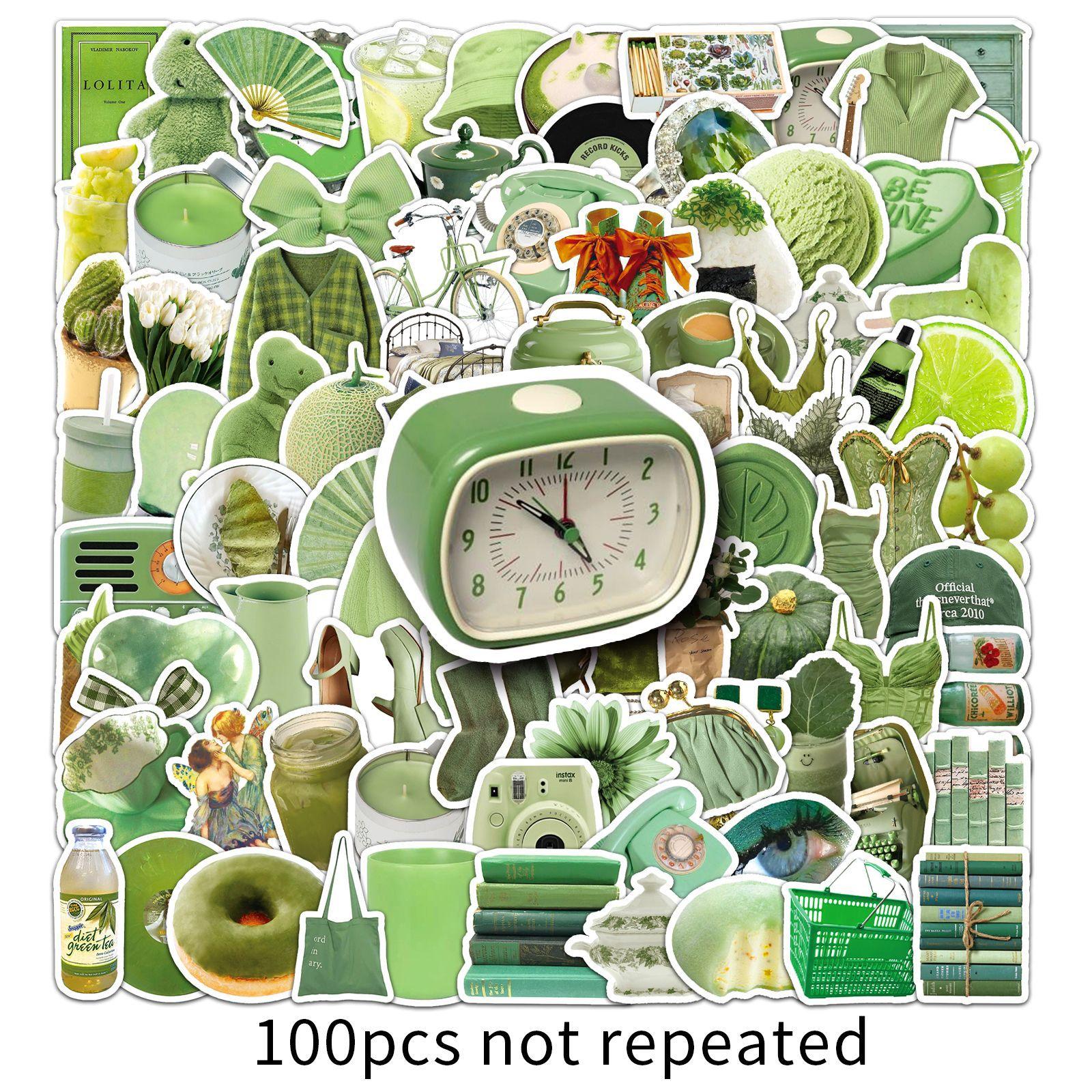 

100 Green Ins Style Graffiti Personalized Small Freshman Account Guka DIY Mobile Phone Case Suitcase Stickers Waterproof