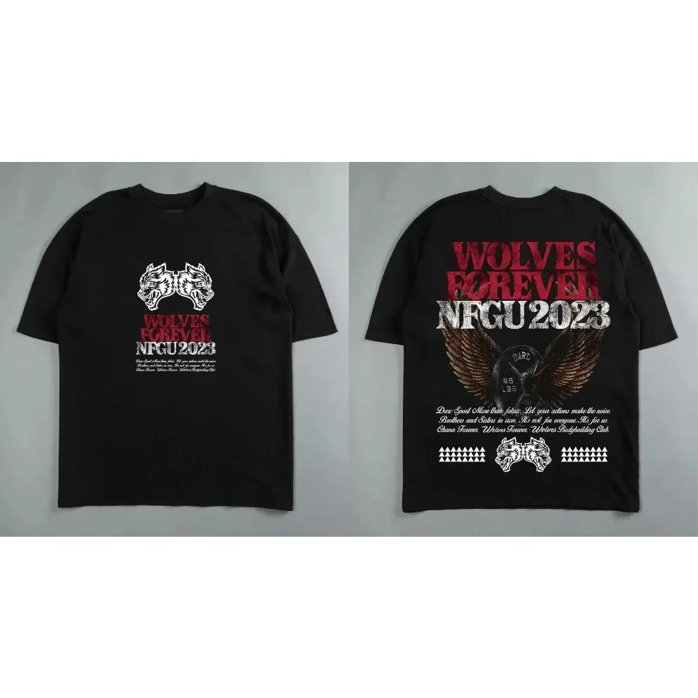 Darc Wolfskopf Lustiger Aufdruck Workout Fitnessstudio Fitness 100% Baumwolle Herren T-Shirt Kurzarm Lässiges T-Shirt Mode Sport Übergroße Y2k Oberteile