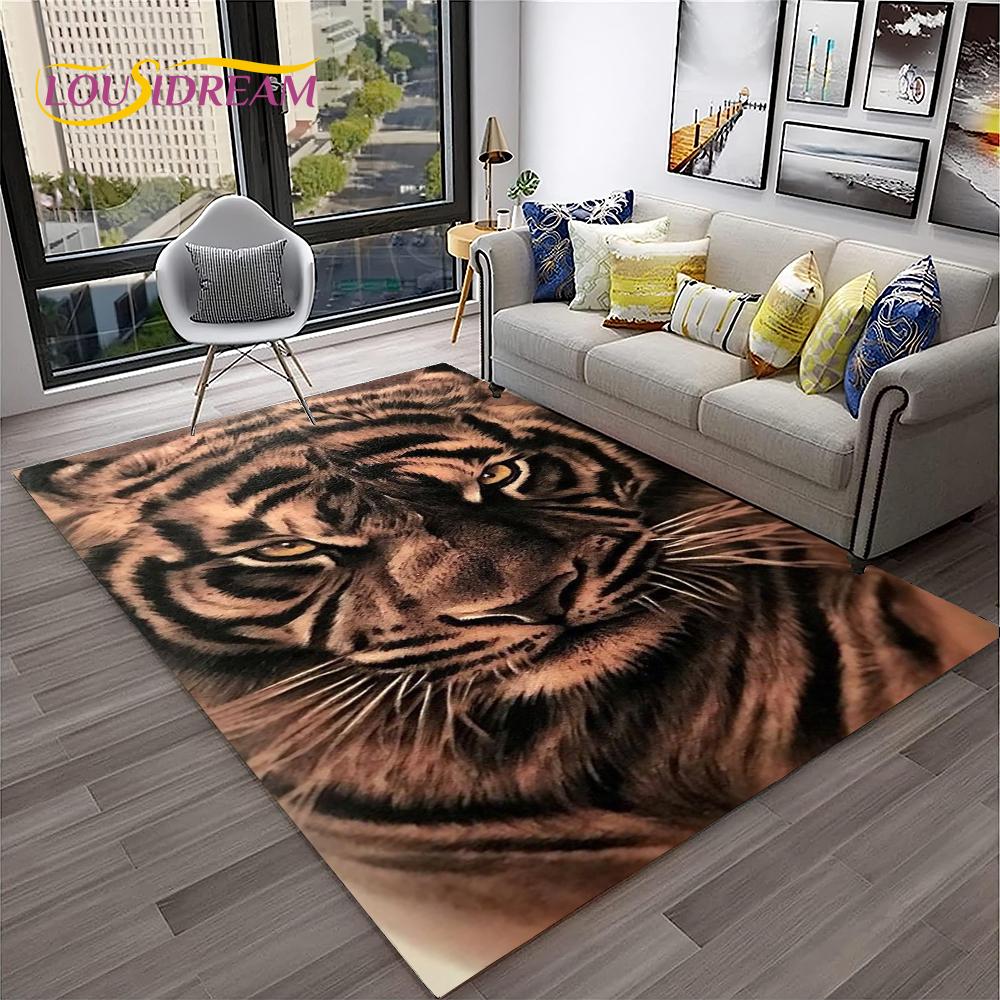 3D Cartoon Dream Tiger Animal Beast Carpet Rug for Home Living Room Bedroom Sofa Doormat Decor,Child Area Rug Non-slip Floor Mat