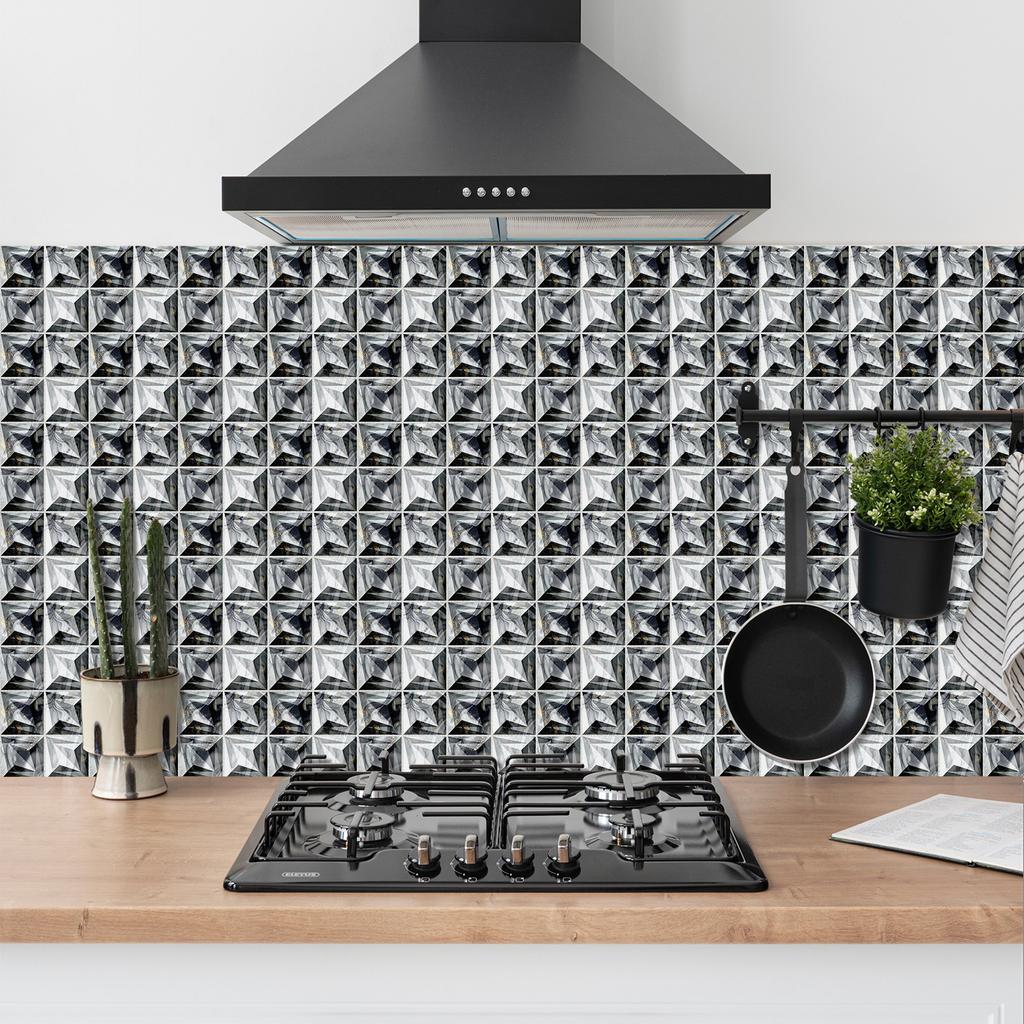 50pcs 3D Waterproof Self-Adhesive Mosaic Tile Wall Stickers, Easy to Install, Suitable for Kitchen Bathroom and Home Decoration