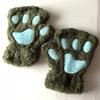 Cute Cat Claw Paw Plush Mittens Warm Soft Plush Short Fingerless Fluffy Bear Gloves for Woman