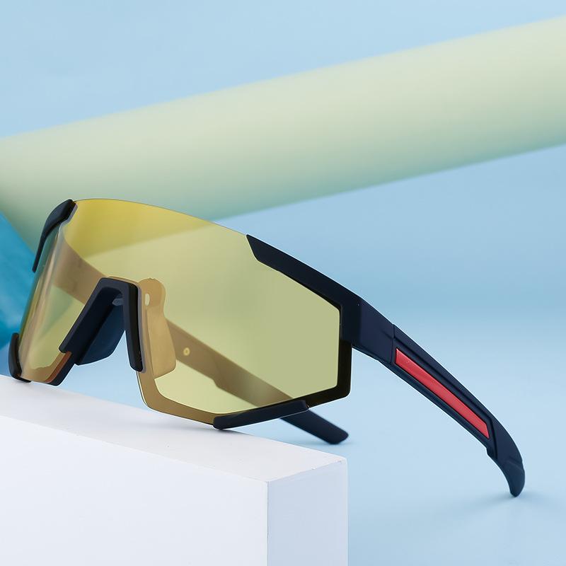 One-Piece Large-Frame Sunglasses Men'S Tide Outdoor Cycling Sports Colorful Sunglasses Women