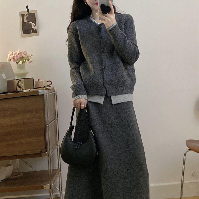 Women's Trendy Knit Two-Piece Skirt Set for Autumn/Winter – Stylish & Casual