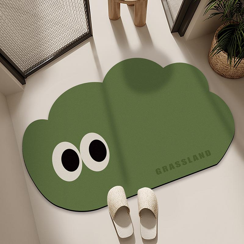 Diatom Mud Floor Mat Bathroom Water Absorption Quick-drying Foot Pad Cartoon Black Cat Dirty-resistant Anti-slip Pad Household Bathroom Entrance Mat