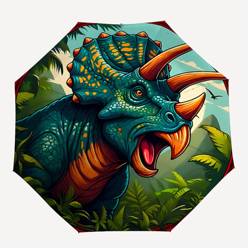 1pc Triceratops Prehistoric Automatic Open/Close Folding Umbrella - Compact 8-Rib Design, Daily Use, Perfect Gift for Friends & Family Yy260327073