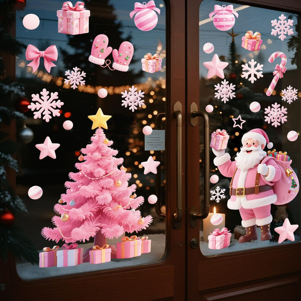 Christmas Window Door Stickers Decorations Santa Claus Snowman Reindeer Snowflake Christmas Tree Stickers Home Window Decoration